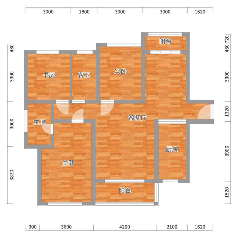 李振洋-现代轻中式-原木色的碰撞-户型图概览