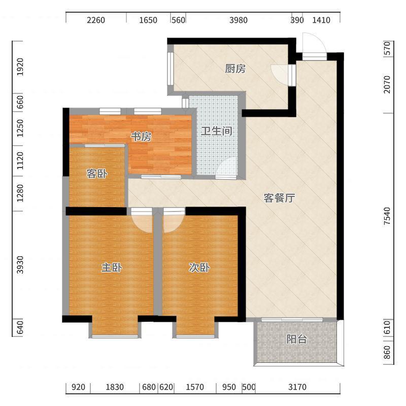 陈楚雄-111方现代两居-户型图概览