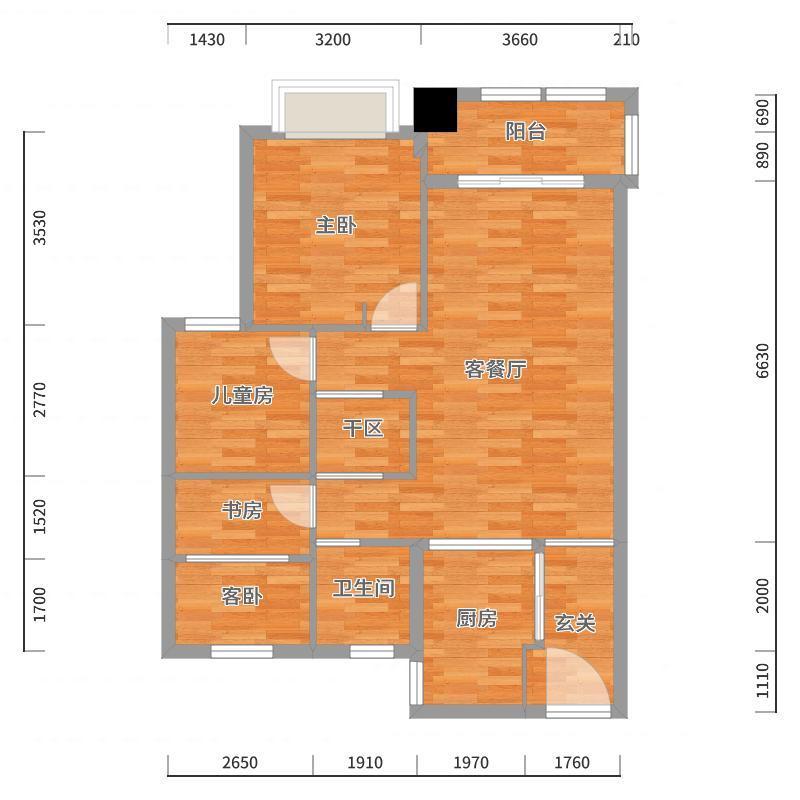 陆军-92方地中海两居-户型图概览