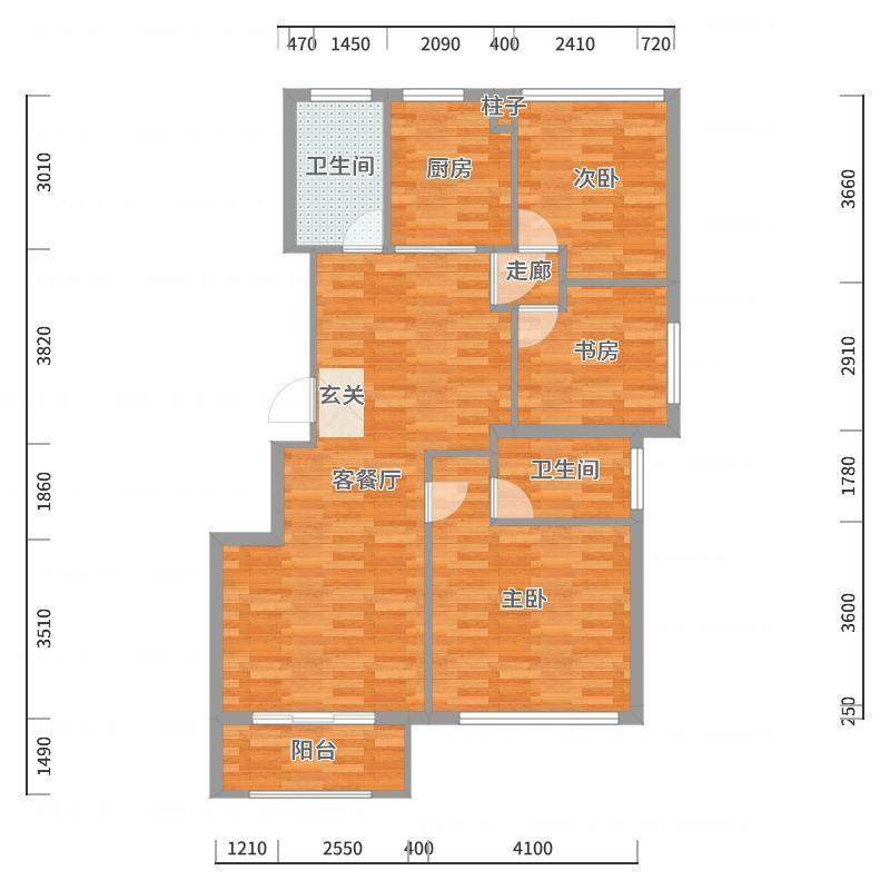 陈辉-111方现代北欧两居-户型图概览