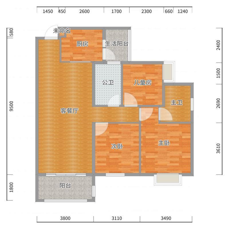 梅鹏-113方现代三居-户型图概览