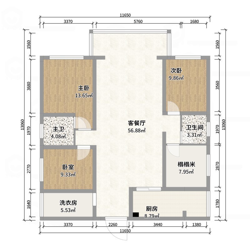 星空设计500-现代简约141㎡3室装修效果图