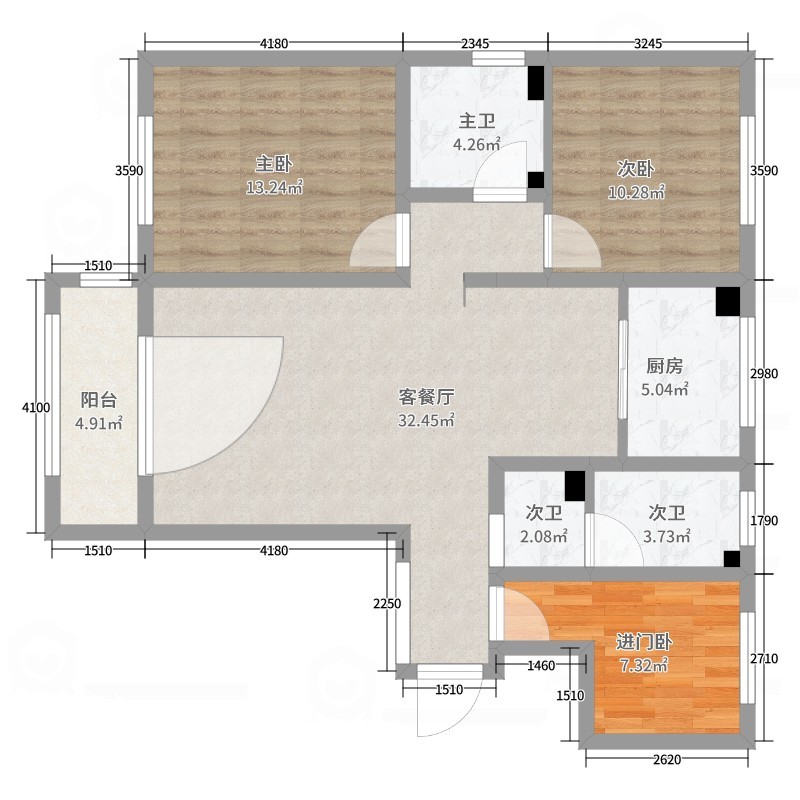 吴槑槑HcdU-公园壹号35—1—403.dwg装修效果图