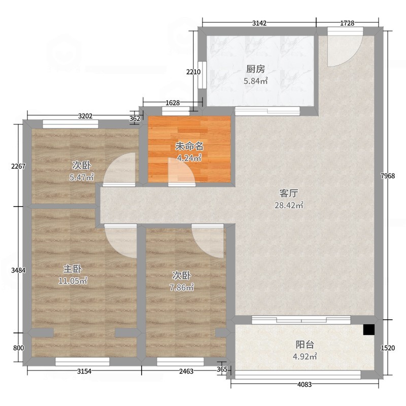 碧桂园名门时代城一期8号楼建面89m2-副本